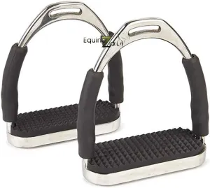 Flex Stainless English Saddle Stirrups Iron Pads Knee Ankle Stress Pain Relief (4 1/2 Inch)