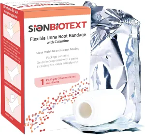 Flexible Unna Boot Fabric Bandages with Zinc and Calamine, First Aid Kit Emergency Supplies, Ankle Brace Compression Bandage Wrap, Wound Care Supplies, 4 Inches X 30 Feet