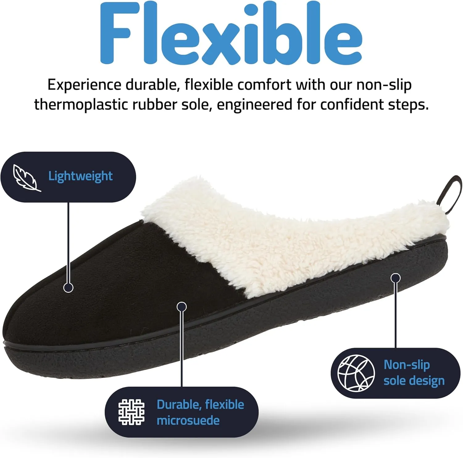 Floopi House Slippers for Women, Fur Lined Clog Womens Slippers Cozy Memory Foam with Indoor & Outdoor Anti Skid Sole