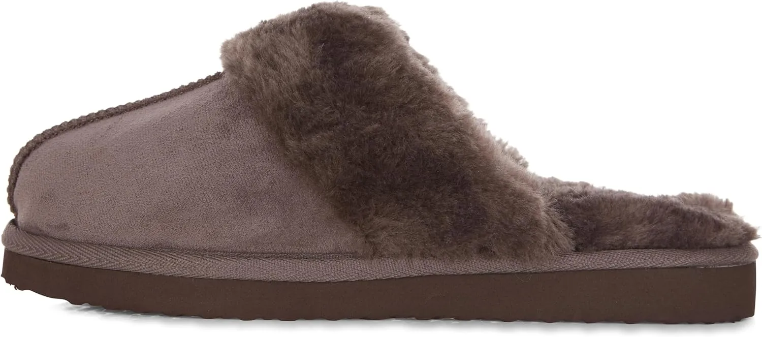Floopi House Slippers for Women, Vegan Leather EVA Scuff Womens Slippers Cozy Memory Foam with Indoor & Outdoor Anti Skid Sole