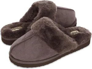 Floopi House Slippers for Women, Vegan Leather EVA Scuff Womens Slippers Cozy Memory Foam with Indoor & Outdoor Anti Skid Sole