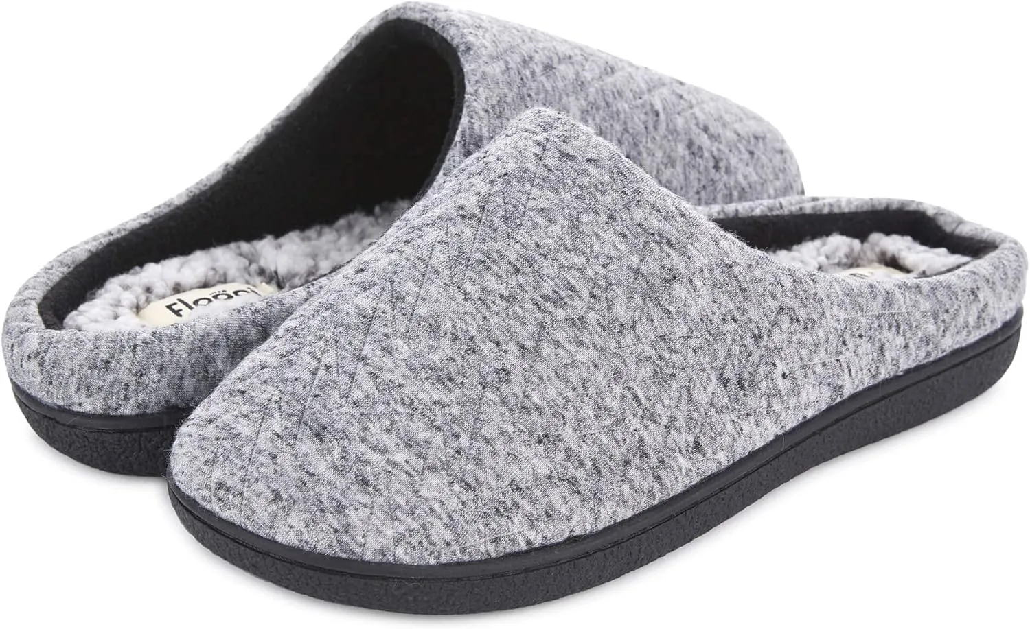 Floopi Slippers for Women Indoor Outdoor Faux Sherpa Fur W/Warm Fleece Lined Clog Slipper W/Memory Foam