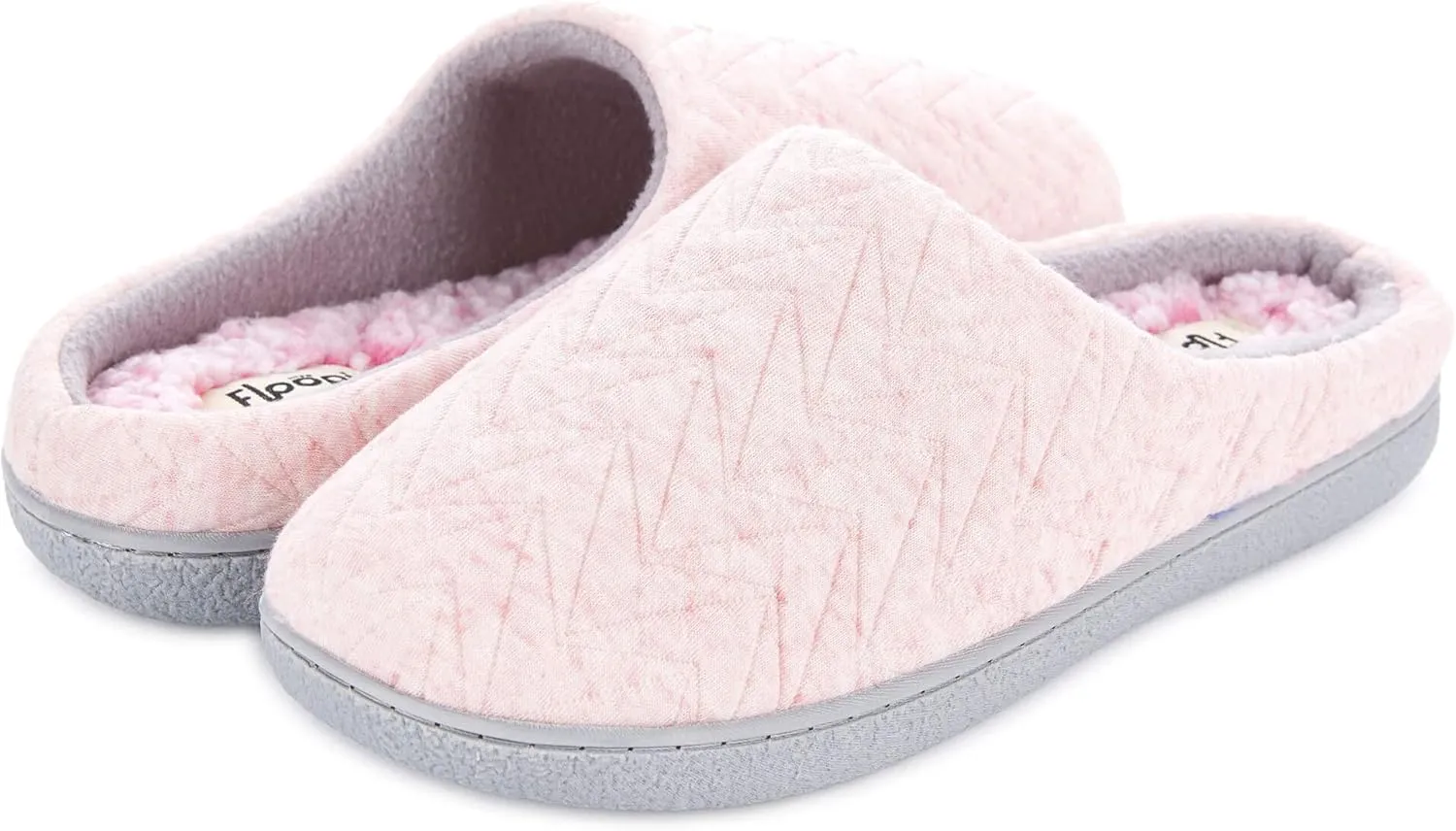 Floopi Slippers for Women Indoor Outdoor Faux Sherpa Fur W/Warm Fleece Lined Clog Slipper W/Memory Foam