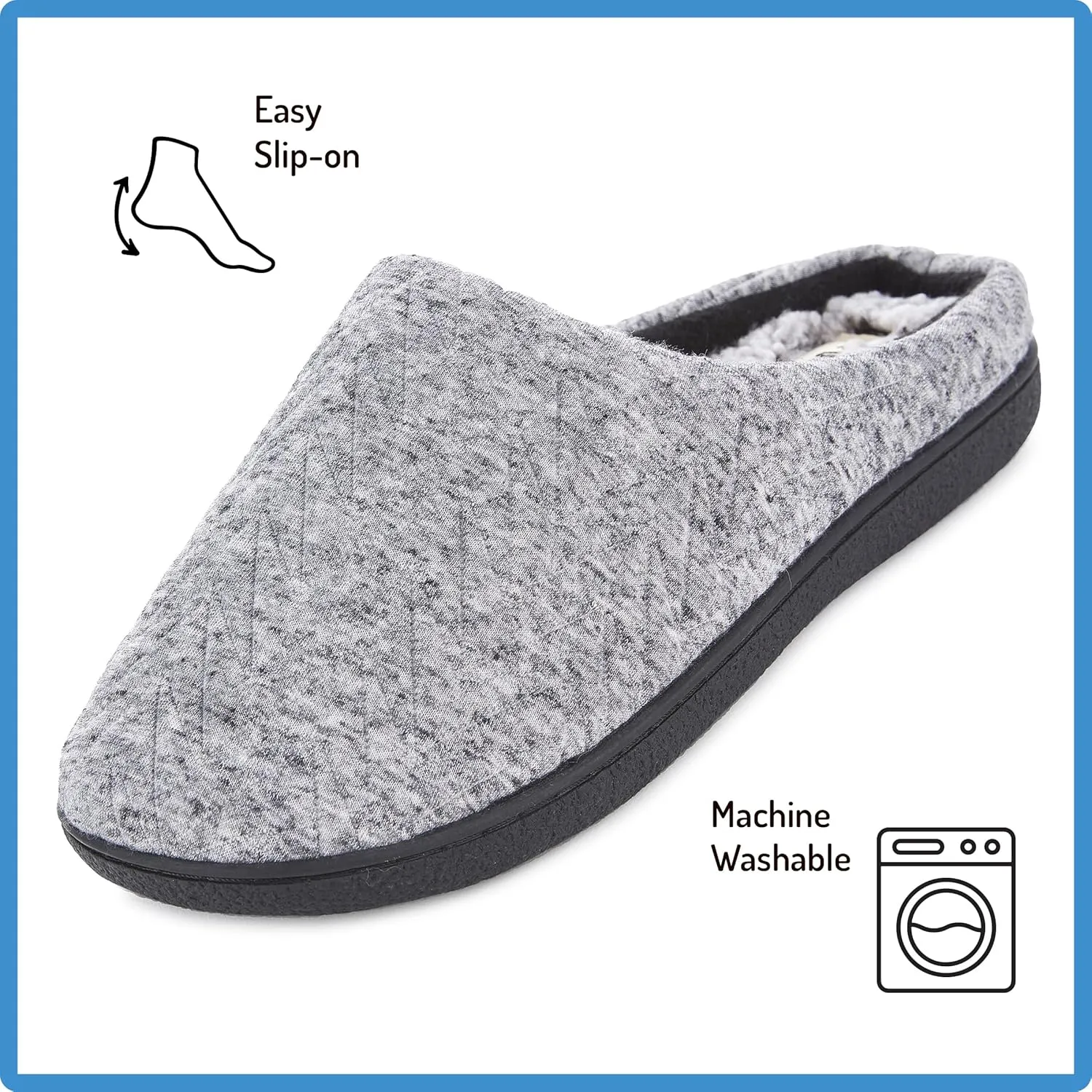 Floopi Slippers for Women Indoor Outdoor Faux Sherpa Fur W/Warm Fleece Lined Clog Slipper W/Memory Foam