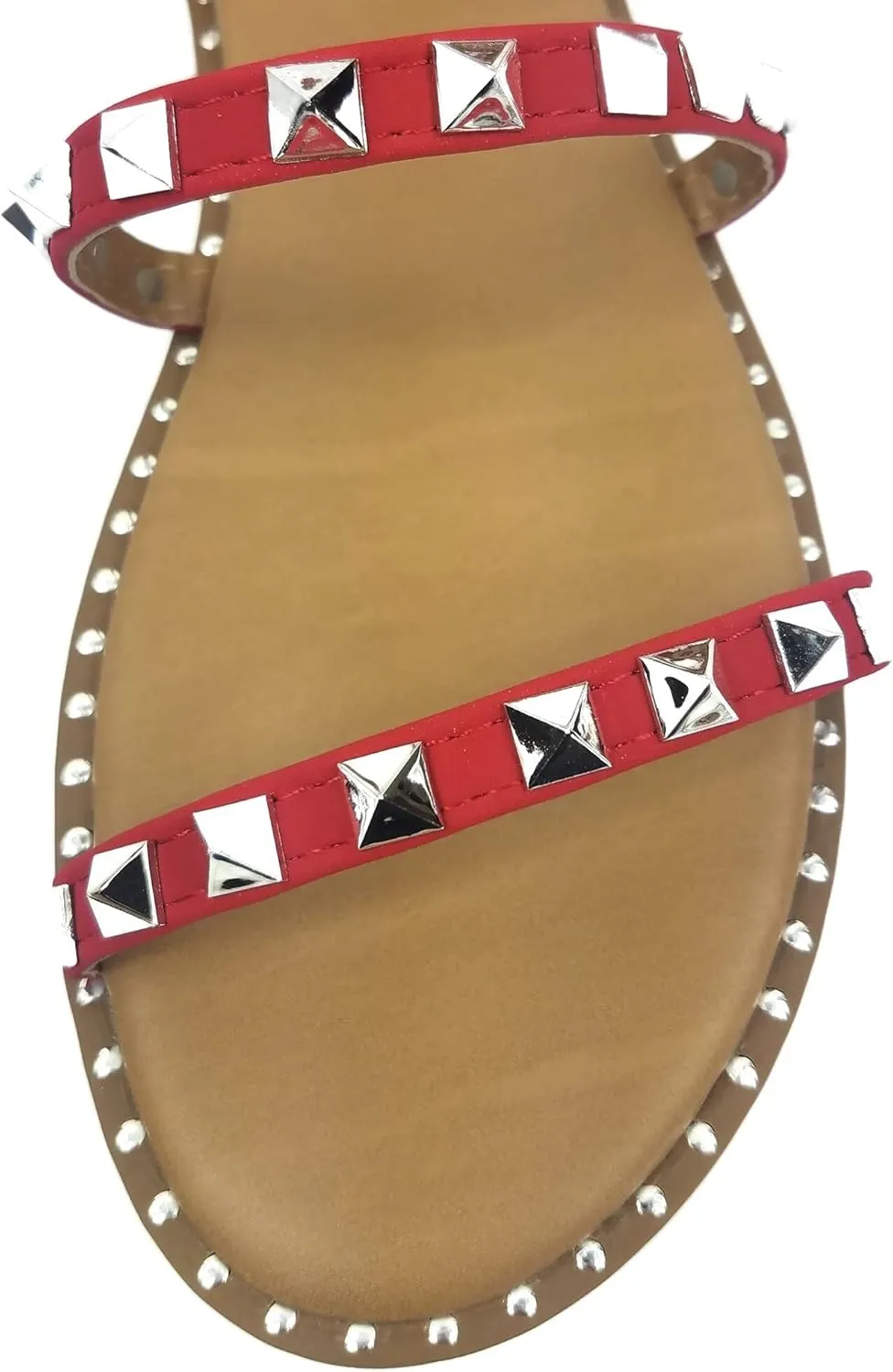 Forever Link Womens Flat Studded Over the Toe Strap Sandals