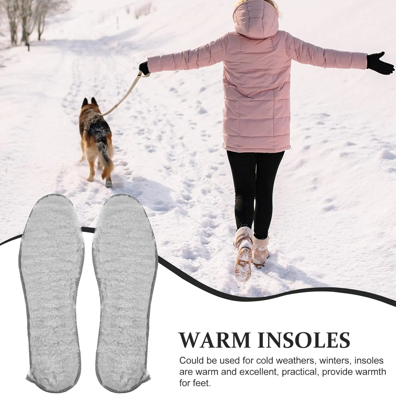 FRCOLOR 4 Pairs Thickened Plush Boot Liners for Men Women Winter Warm Shoe Inserts Cushioned Thermal Insoles for Cold Weather