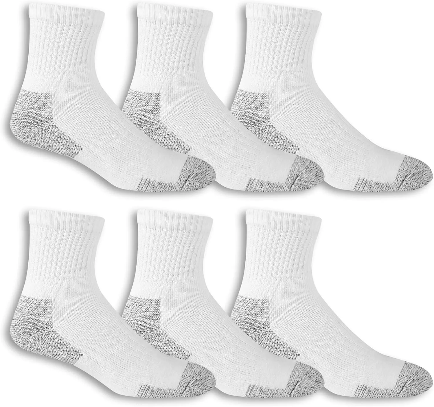Fruit of the Loom Men's Work Gear Short Boot Crew Socks (6 Pack), White, Medium (6 - 12)