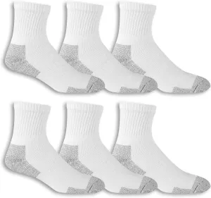 Fruit of the Loom Men's Work Gear Short Boot Crew Socks (6 Pack), White, Medium (6 - 12)