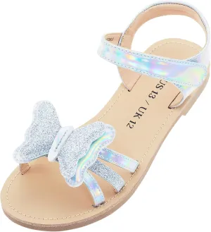 Girls Pink Flat Sandals for Girls, Shiny Princess Wedding Party Shoes