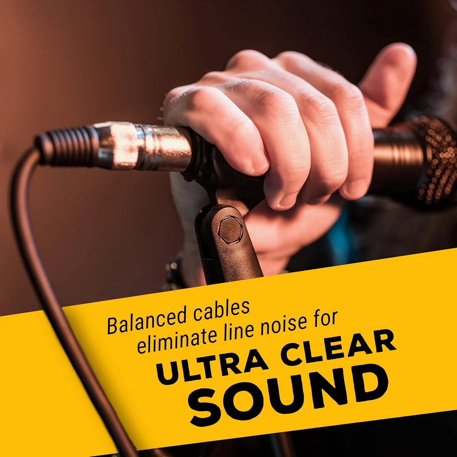 GLS Audio 25ft Mic Cable Patch Cords - XLR Male to XLR Female Black Microphone Cables - 25' Balanced Mike Snake Cord - 10 PACK