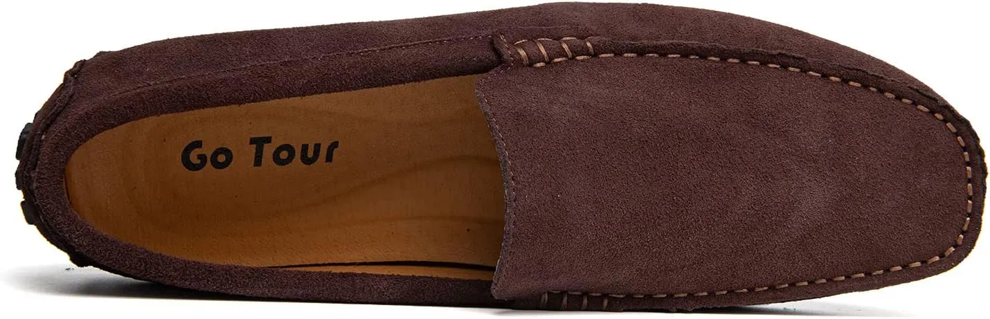 Go Tour Mens Handmade Suede Leather Casual Loafers Shoes