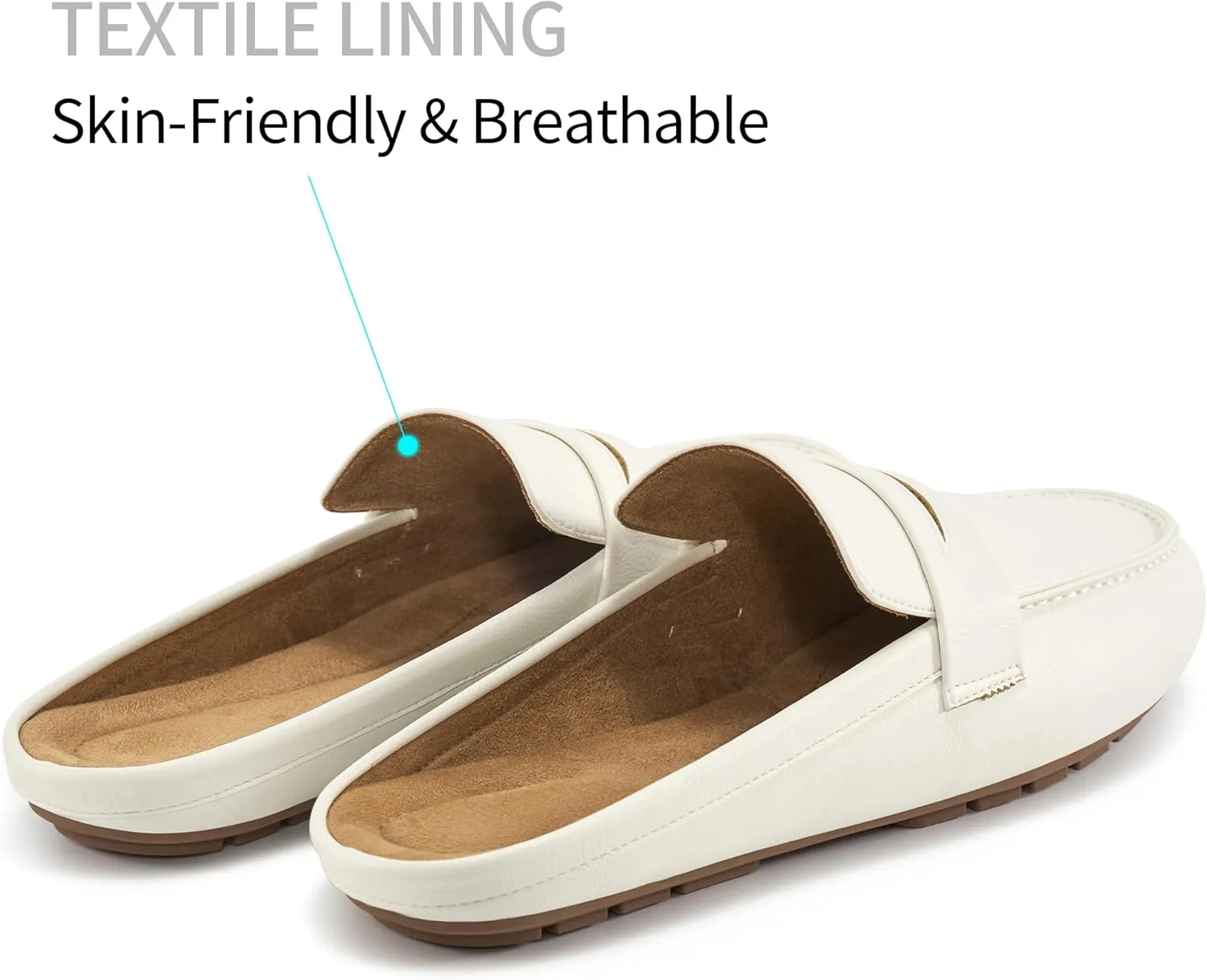 HARENCE Mules for Women Flats Shoes: Comfortable Dressy Round Toe Backless Mule Slides Casual Walking Slip On Work Loafers
