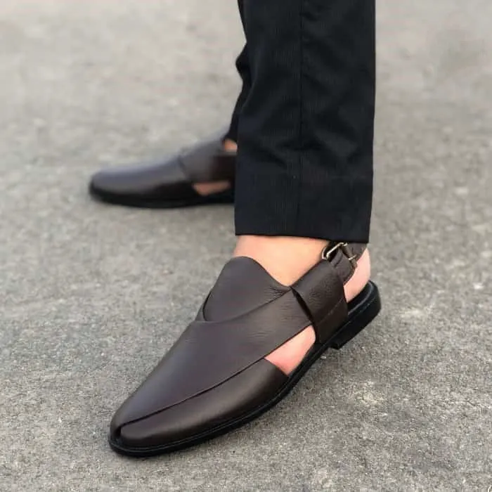 Hedgez Premium Leather Choco Peshawari Sandal-315