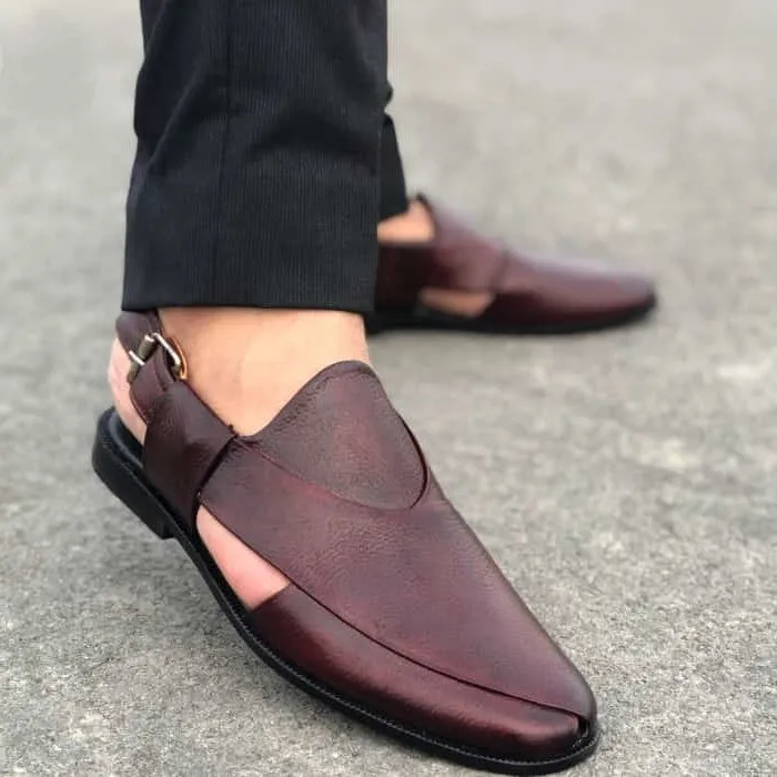 Hedgez Premium Leather Peshawari OxBlood Sandal-306