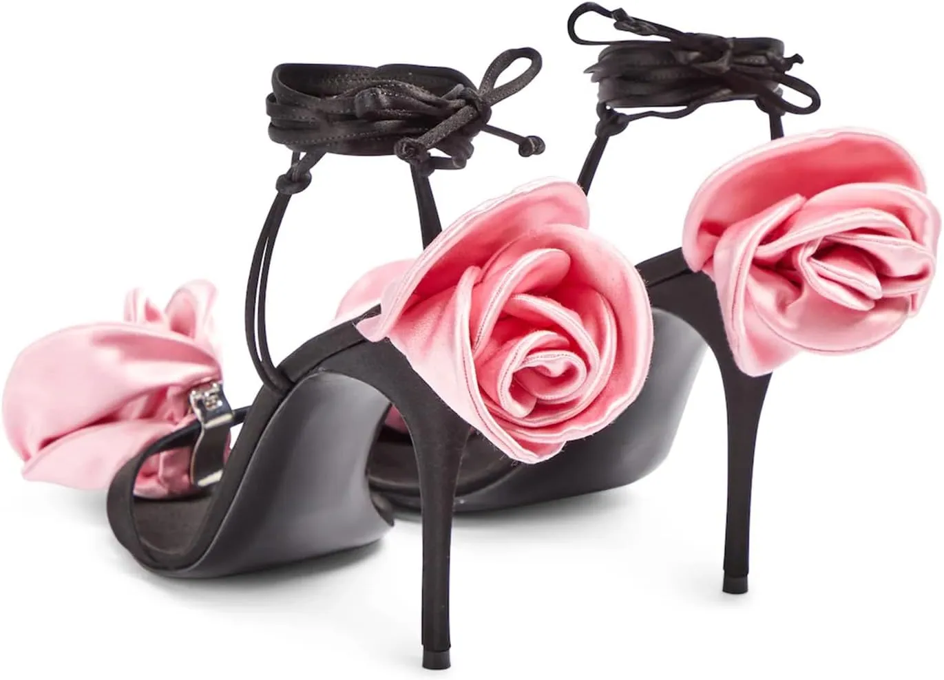 iadore Women's High Heels, 4'' Open Toe Floral Ankle Strappy Lace Up Stiletto Heeled Sandals with Back Flower Party Wedding Date Dress Shoes