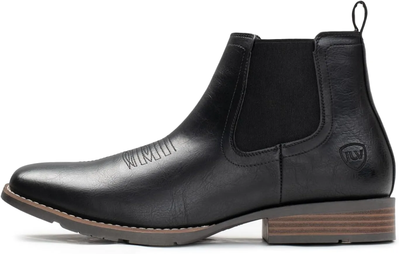 IUV Cowboy Boots For Men Ankle Boots Western Boot Casual Dress Slip On Chelsea Men