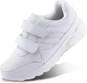 JABASIC Kids Black/White Hook and Loop School Uniform Sneaker