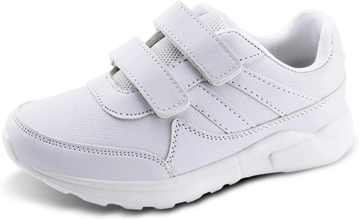 JABASIC Kids Black/White Hook and Loop School Uniform Sneaker