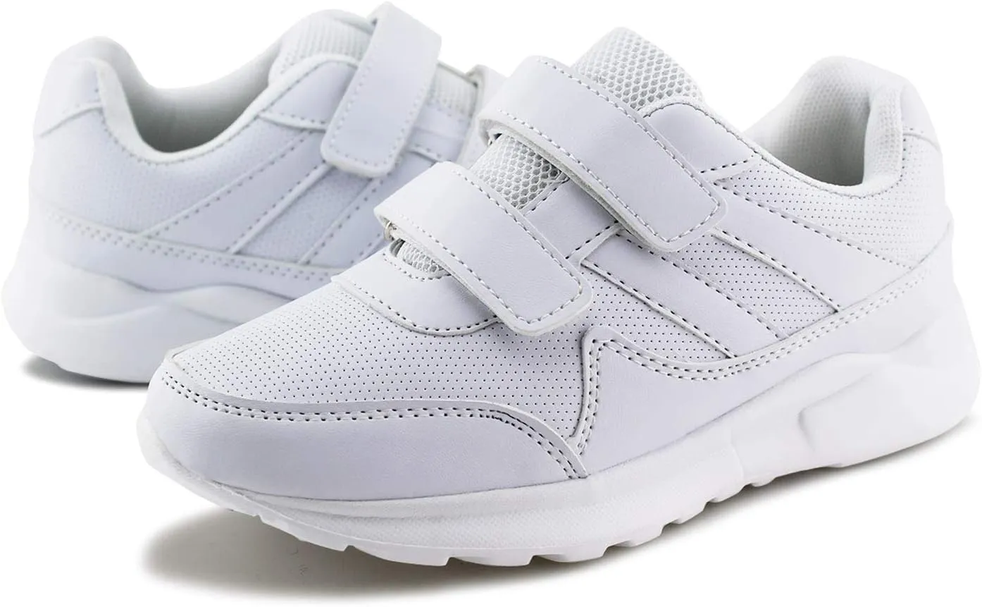 JABASIC Kids Black/White Hook and Loop School Uniform Sneaker