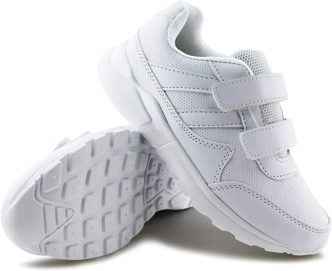 JABASIC Kids Black/White Hook and Loop School Uniform Sneaker