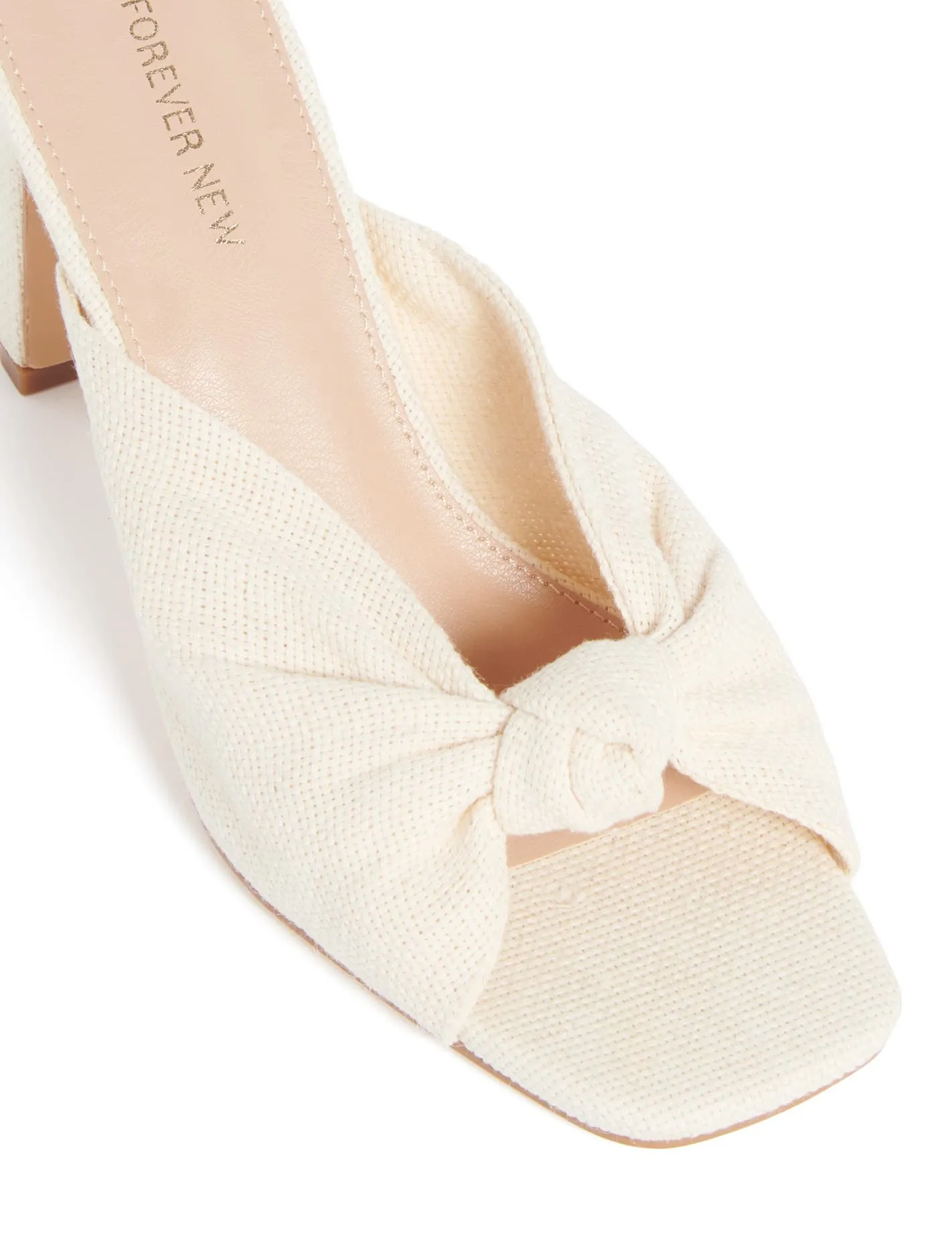 Jade Knot Linen Mule Heel