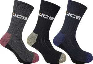JCB - Socks - Workwear Apparel Socks Men's - Men's Socks - Work Socks - Boot Socks - 3 Pack - Assorted Black Socks - US 7-12, EUR 39-46
