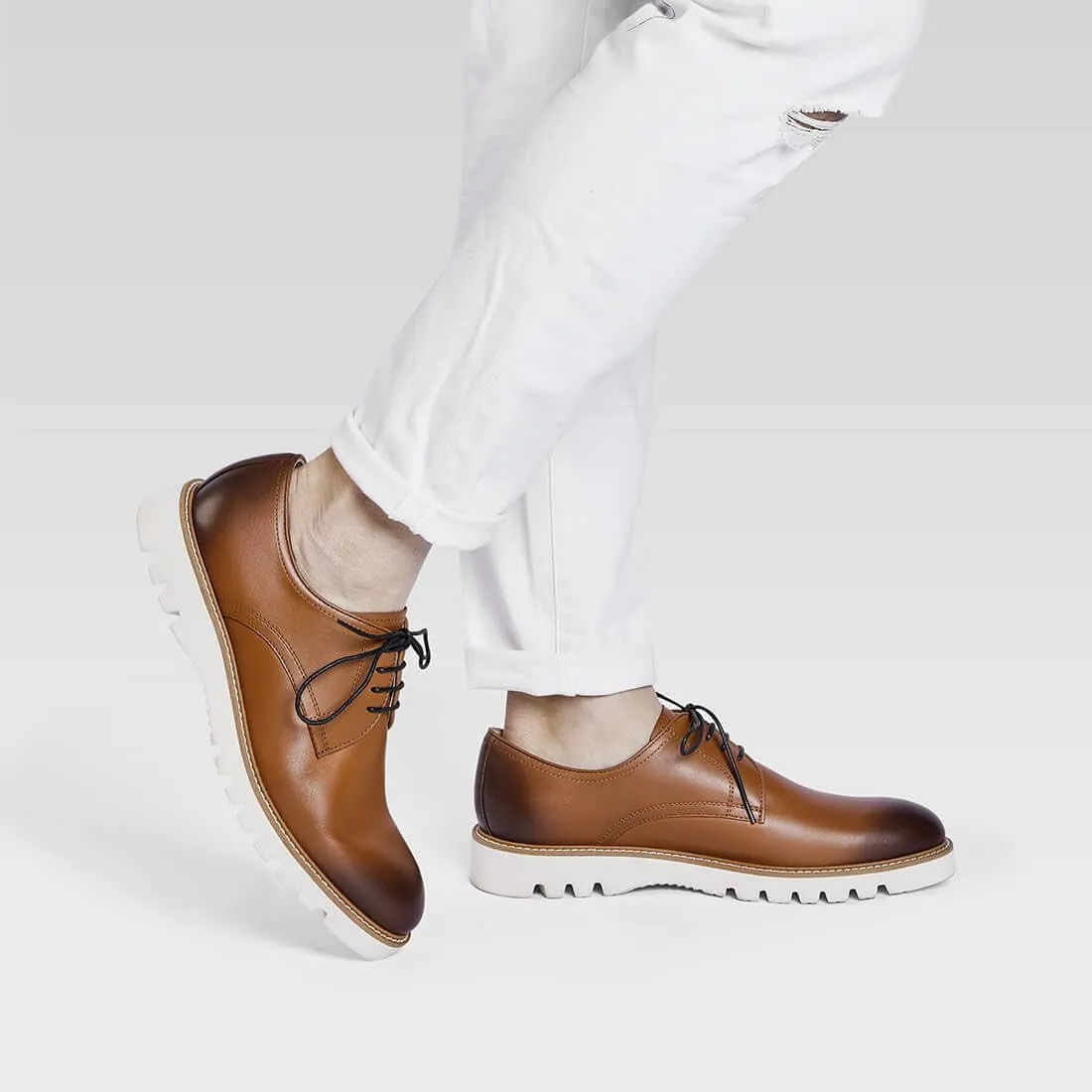 Jepsengord Men's Dress Shoes Genuine Italian Cowhide Leather Casual Oxford Derby Sneakers Comfortable Formal Shoes