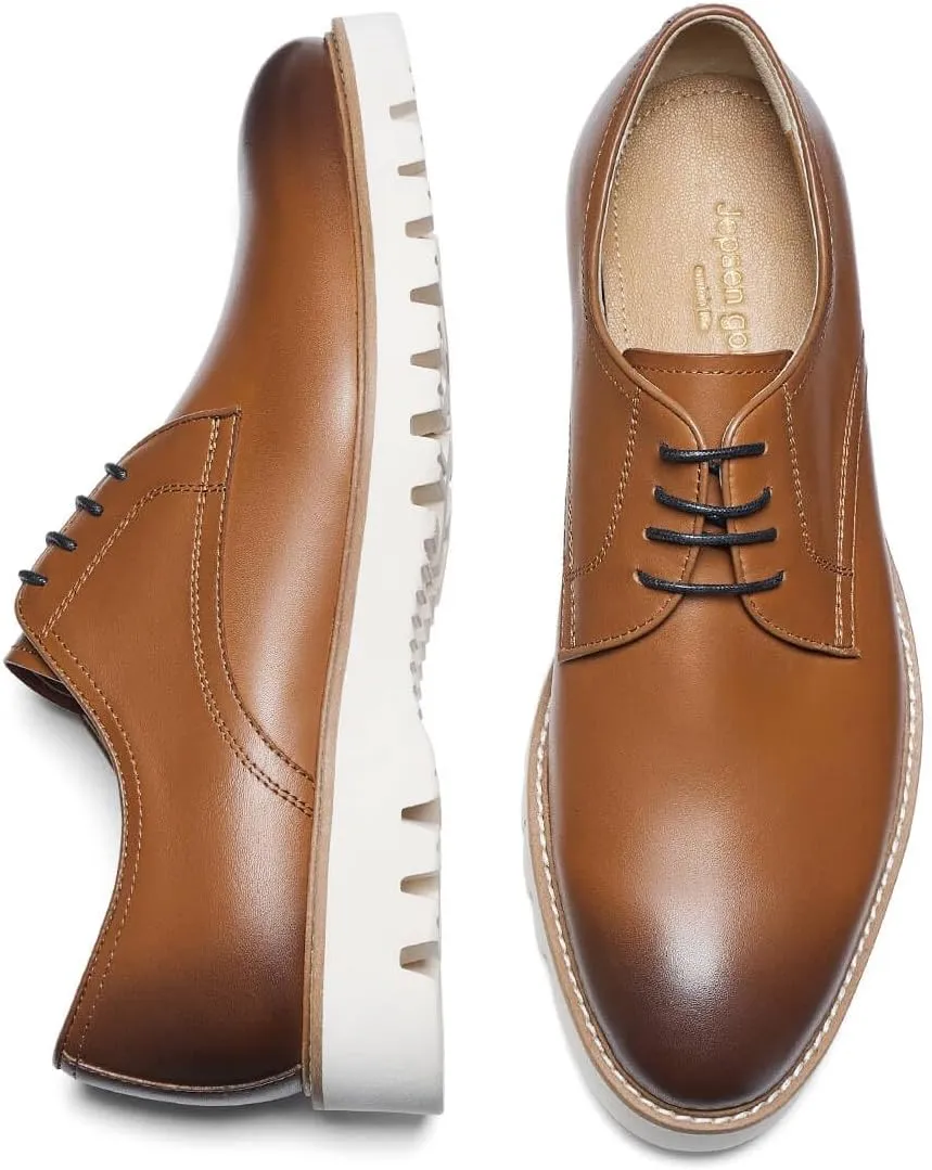 Jepsengord Men's Dress Shoes Genuine Italian Cowhide Leather Casual Oxford Derby Sneakers Comfortable Formal Shoes