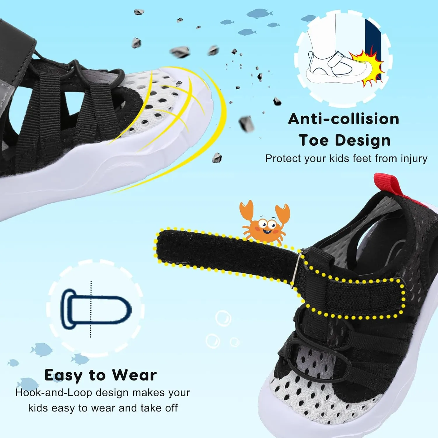 JOINFREE Toddler Boys Girls Water Shoes Breathable Qucik Dry Sport Beach Sandals Lightweight Barefoot Flexible