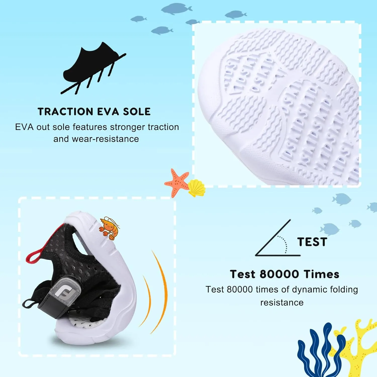 JOINFREE Toddler Boys Girls Water Shoes Breathable Qucik Dry Sport Beach Sandals Lightweight Barefoot Flexible