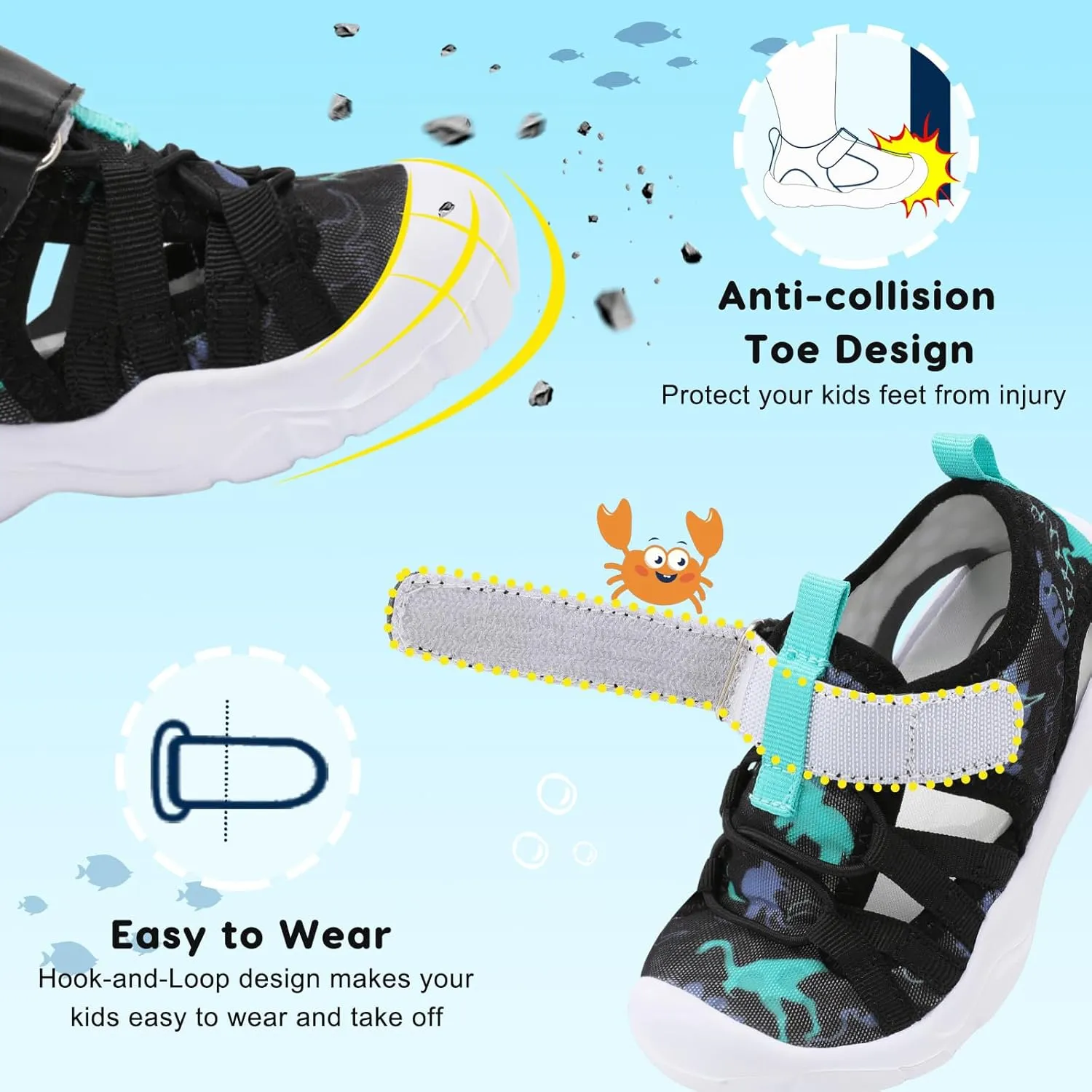 JOINFREE Toddler Boys Girls Water Shoes Breathable Qucik Dry Sport Beach Sandals Lightweight Barefoot Flexible