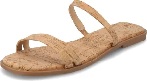 Journee Collection Womens Brisa Slip On Flat Sandals Multi Strap Cushioned Open Square Toe Spring Summer Shoe