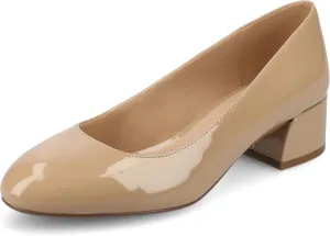 Journee Collection Womens Saarii Block Heel Dress Pumps Cushioned Slip On Covered Round Closed Toe Fashion Shoe