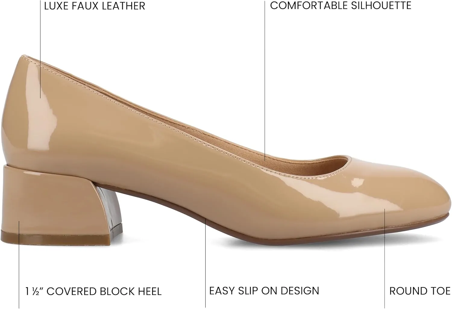 Journee Collection Womens Saarii Block Heel Dress Pumps Cushioned Slip On Covered Round Closed Toe Fashion Shoe