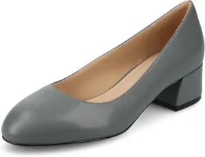 Journee Collection Womens Saarii Block Heel Dress Pumps Cushioned Slip On Covered Round Closed Toe Fashion Shoe