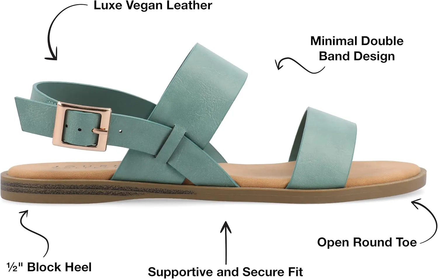 Journee Womens and Lavine Multi Strap Flat Sandals