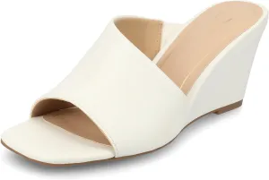 Journee Womens cushioned footbeds Clementine wedge heel sandal D'orsay open toe slip-on faux leather