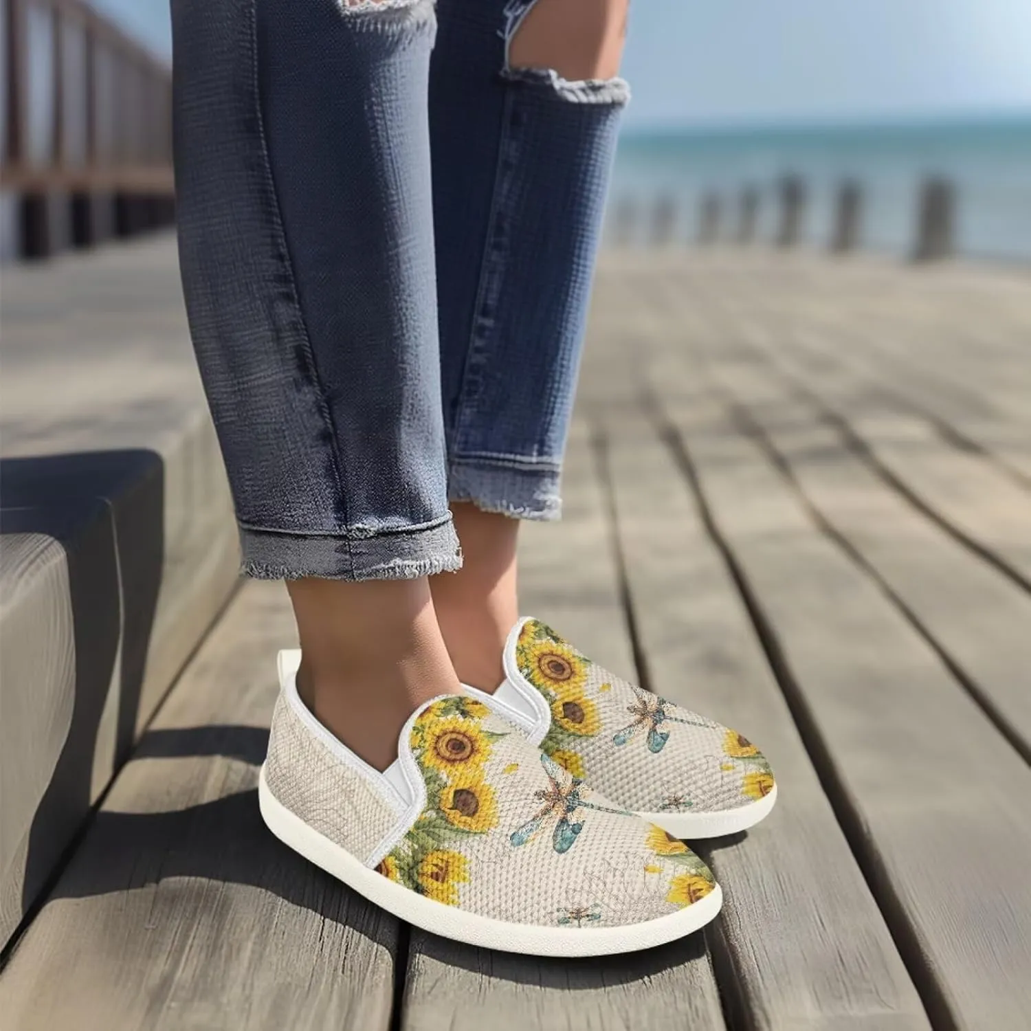 JoyLamoria Hummingbird Sneakers Walking Shoes Teens Adults Elastic Loafers and Flats Quick Drying Sneakers Slip On Shoes Arch Support