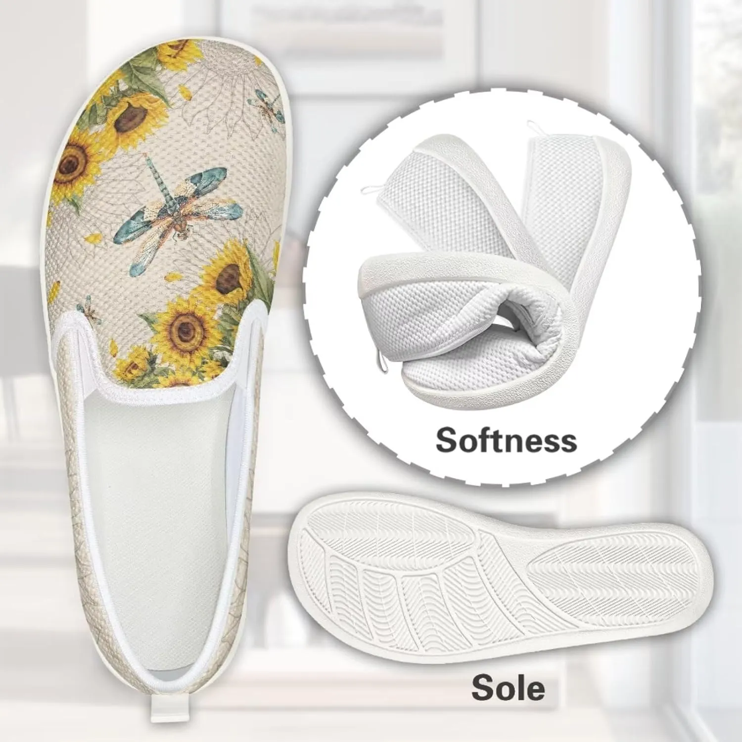 JoyLamoria Hummingbird Sneakers Walking Shoes Teens Adults Elastic Loafers and Flats Quick Drying Sneakers Slip On Shoes Arch Support