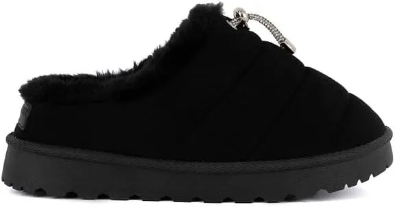 Juicy Couture Women's Faux Fur Mule Slippers – Cozy, Lightweight Slip-On for Indoor and Outdoor Comfort