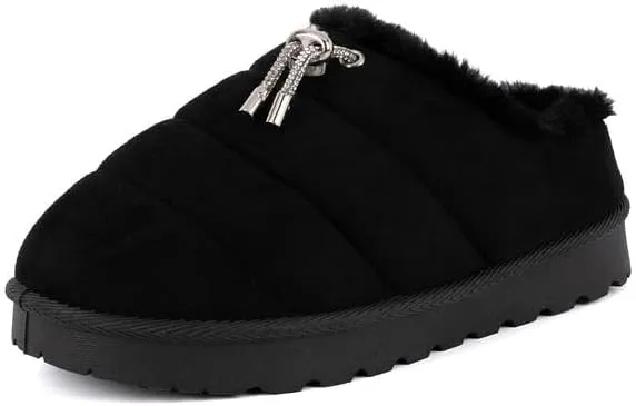 Juicy Couture Women's Faux Fur Mule Slippers – Cozy, Lightweight Slip-On for Indoor and Outdoor Comfort