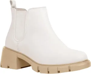 Juliet Holy Boys Girls Ankle Boots Platform Chunky Block Heel Slip On Lug Sole Chelsea Booties for Toddler Little Big Kid