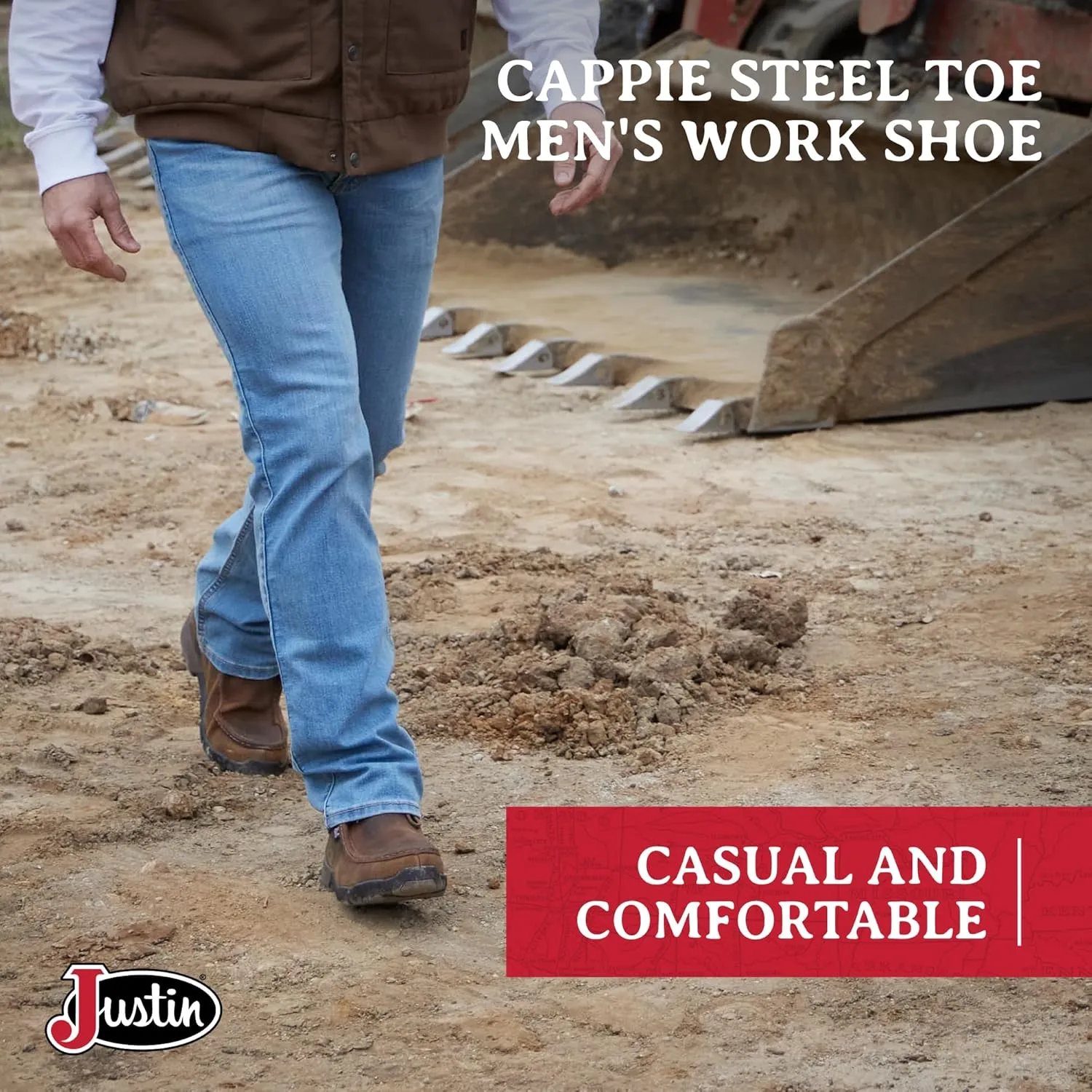 Justin Cappie Steel Toe Work Boots for Men - Full-Grain Leather Moc Toe Chukka Boots with Oil- and Slip-Resistant Outsole, EH-Rated