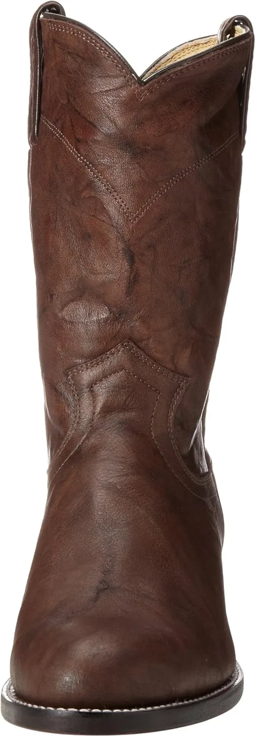 Justin Jackson 10" Roper Cowboy Boots for Men - Round Toe Full-Grain Leather Upper, J-Flex Comfort System, and Hand-Nailed Leather Outsole