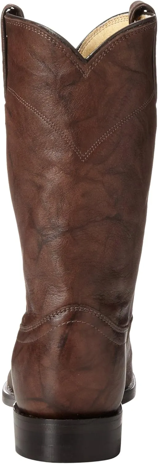 Justin Jackson 10" Roper Cowboy Boots for Men - Round Toe Full-Grain Leather Upper, J-Flex Comfort System, and Hand-Nailed Leather Outsole