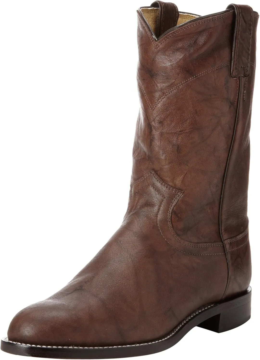 Justin Jackson 10" Roper Cowboy Boots for Men - Round Toe Full-Grain Leather Upper, J-Flex Comfort System, and Hand-Nailed Leather Outsole
