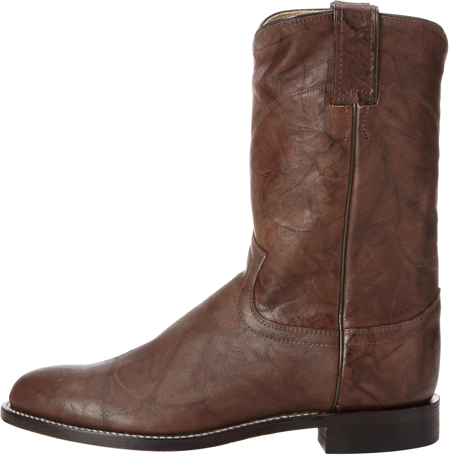 Justin Jackson 10" Roper Cowboy Boots for Men - Round Toe Full-Grain Leather Upper, J-Flex Comfort System, and Hand-Nailed Leather Outsole