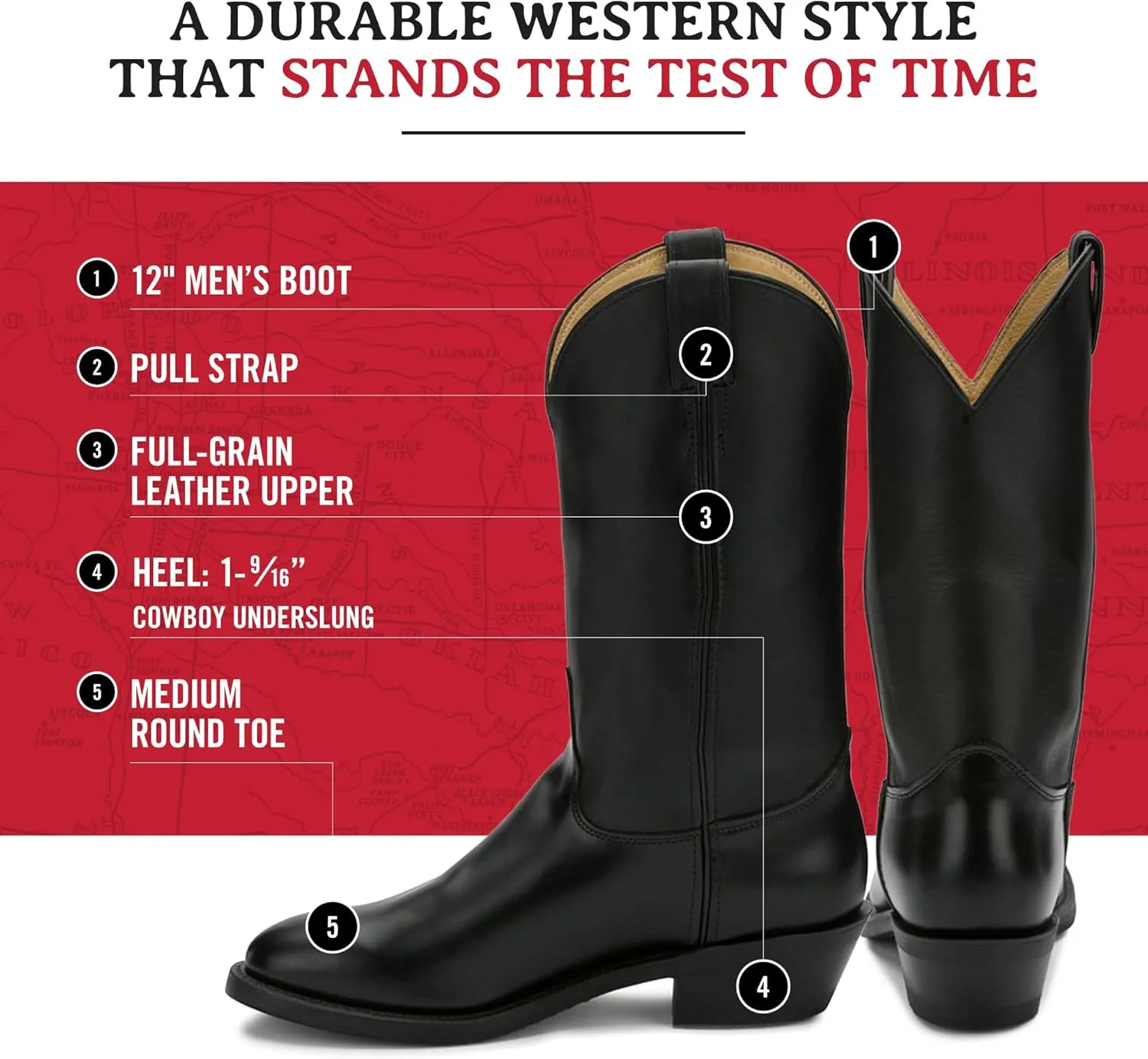 Justin Men's Tobias 12" Western Boot