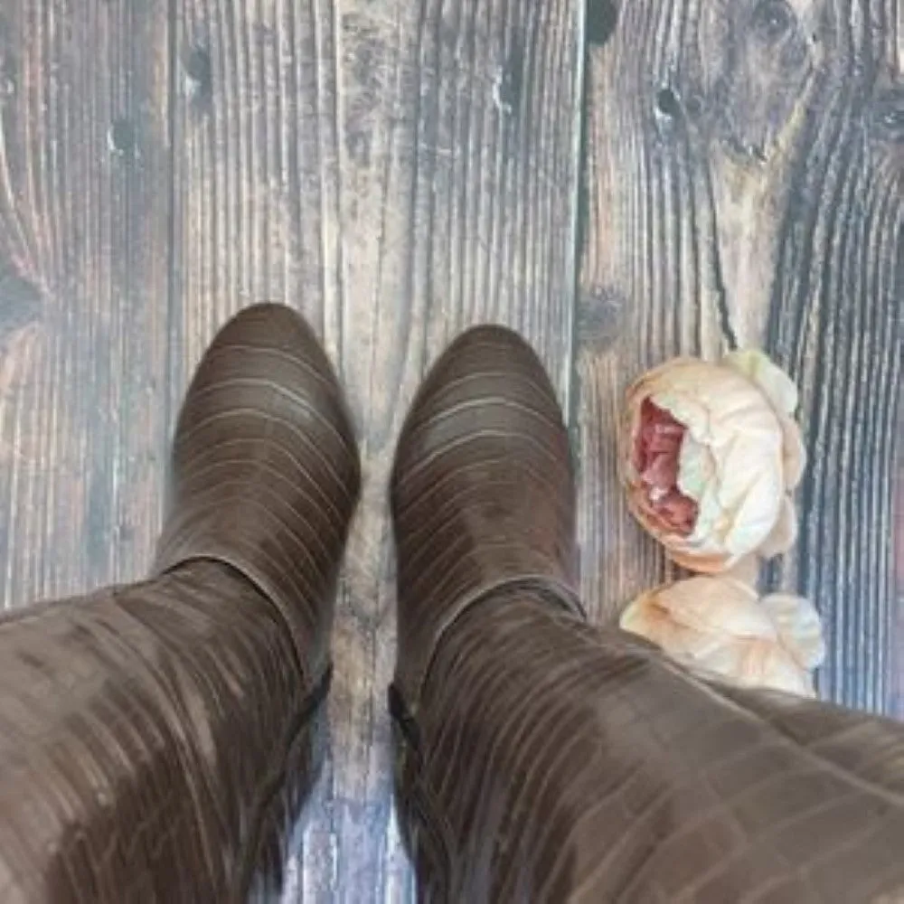 Karen Scott Brown Hanna Wide-Calf Dress Boots 6M