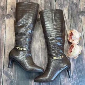 Karen Scott Brown Hanna Wide-Calf Dress Boots 6M